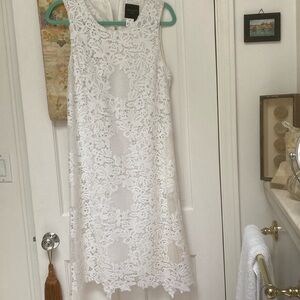 Mid- length white lace shift